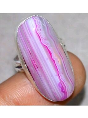 Pink Botswana Agate Gemstone 925 Sterling Silver Handmade Ring